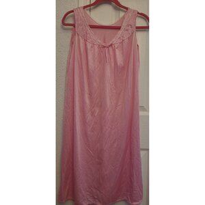 Vintage Glencraft Nightgown Pink Floral Nylon Size Small Sleeveless